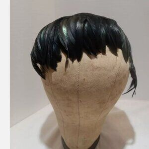 Vintage Black Feather Crescent Hat, Black, 1950s, Wilshire Label